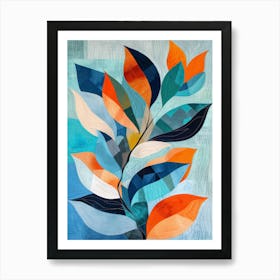 Leaves Of Blue And Orange Art Print