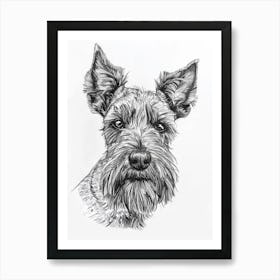 Scottish Terrier Dog Line Sketch 4 Art Print