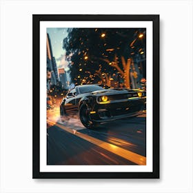 Speeding Car In The City Art Print