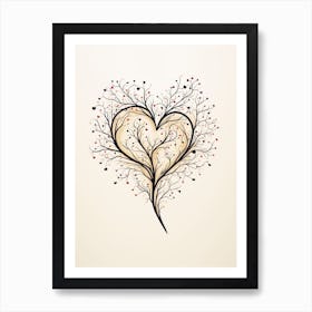 Cream & Black Tree Heart  3 Art Print