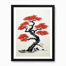 Bonsai Tree 2 Retro Poster Art Print