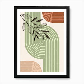 Abstract Circles And Leaves Art Print