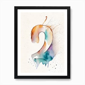 2, Number, Education Minimalist Watercolour 2 Art Print