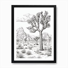  Detailed Drawing Of A Joshua Trees 1 Art Print