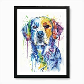 Dog Colourful Watercolour 2 Art Print