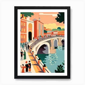 Ponte Sant Angelo, Rome Italy Colourful 2 Art Print