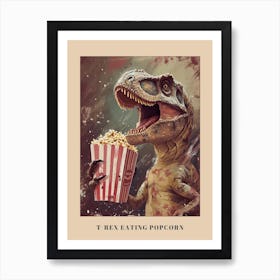 T Rex Dinosaur Eating Popcorn At The Cinema 1 Poster Poster