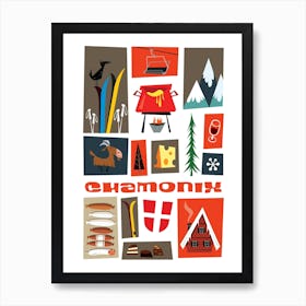 Chamonix Montage Poster Colourful Art Print