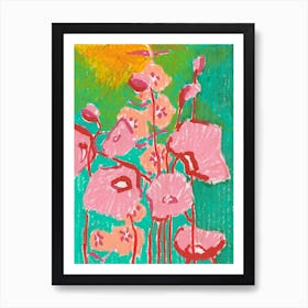 Pink and Red Poppies Art Print