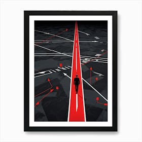 Abstract Representation Of A Person At A Crossroad Of Life Directional Arrows And Hints Of Red Symb (7) Art Print