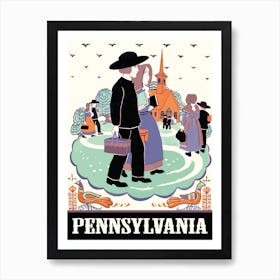 Pennsylvania, People Are Gathering To The Church Art Print