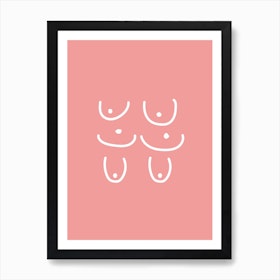 Breasts Line Art Print Poster Illustration Boobs Simple Boob Drawing  Minimal Boobies Brush Stroke Tits Titties Poster Chest Art 