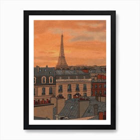Eiffel Tower Rooftops Art Print