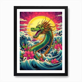 Dragon Retro Pop Art Style 2 Art Print