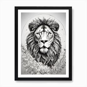 Lion Head Tattoo Art Print