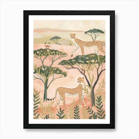 Cheetah Pastels Jungle Illustration 4 Art Print