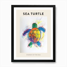 Minimalist Rainbow Turtle Doodle Poster Art Print