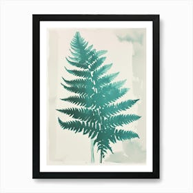 Green Ink Painting Of A Blue Star Fern 1 Art Print