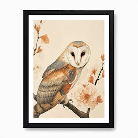 Barn Owl Japanese Painting 2 Art Print