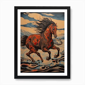 A Horse Painting In The Style Of Gouache Painting 2 Art Print