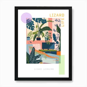 Lizard In The Living Room Modern Colourful Abstract Illustration 2 Poster Art Print