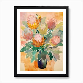 Proteas Flower Illustration 1 Art Print