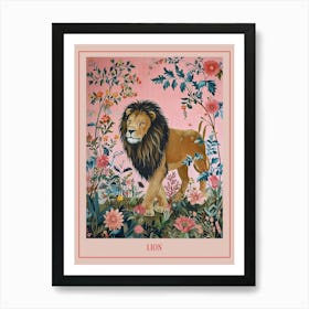 Floral Animal Painting Lion 3 Poster Art Print