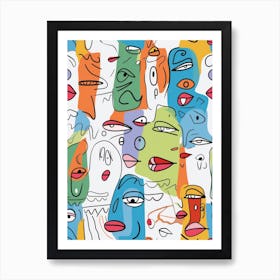 Colourful Abstract Face Illustration 4 Art Print