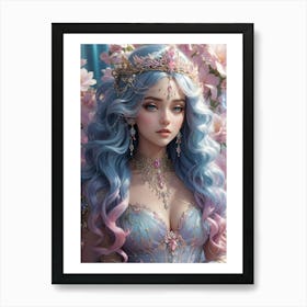 Girl With Blue Hair Art Print