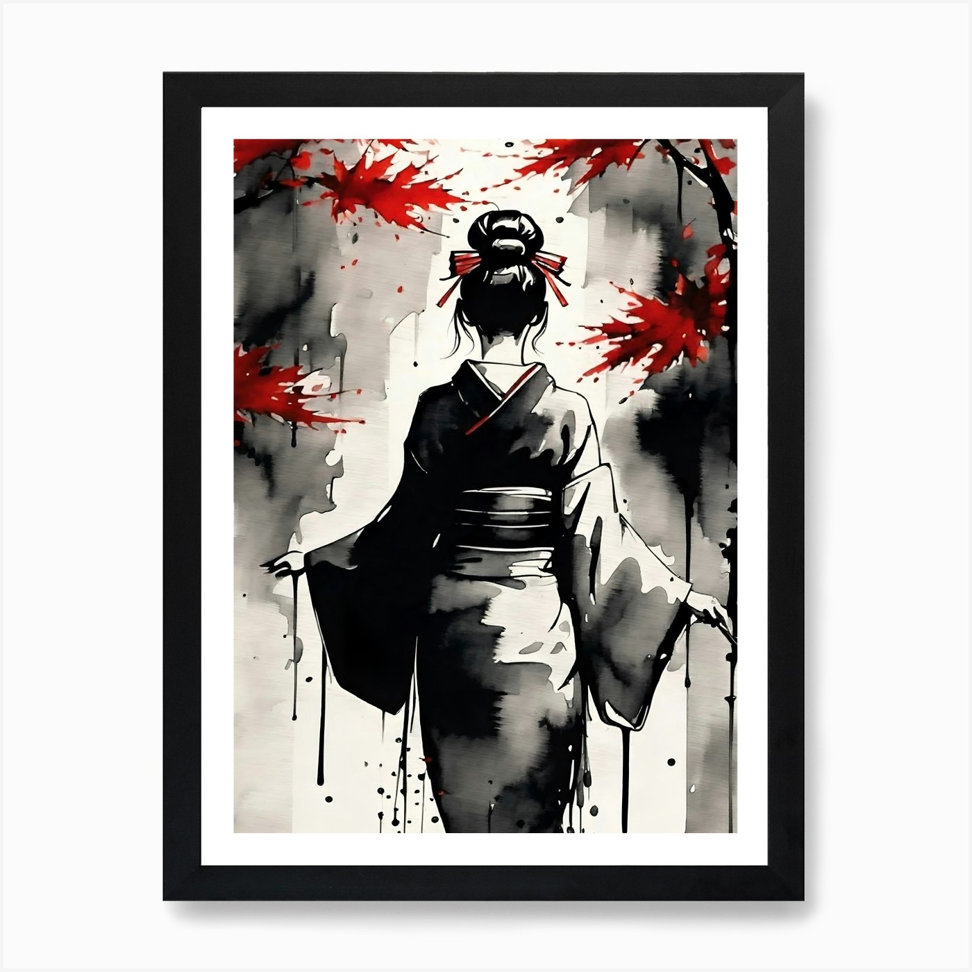 Geisha Painting 2 Art Print Framed Wall Art Poster Canvas Print Picture - Picture 2 of 4