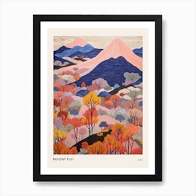 Mount Fuji Japan 4 Colourful Mountain Illustration Poster Art Print