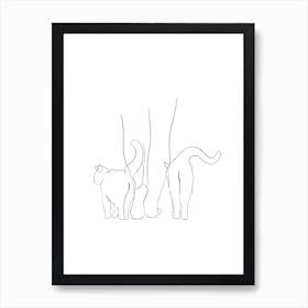 Cat Drawing Line Art Art Print