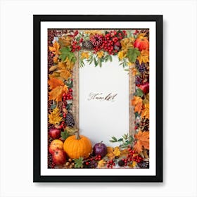 Calligraphy Of Thankful Ensconced In An Elaborate Vintage Style Frame Weaving Through A Tapestry (1) 2 Art Print