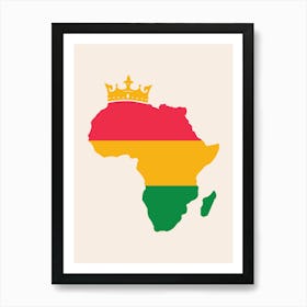 Africa Map With Crown Art Print