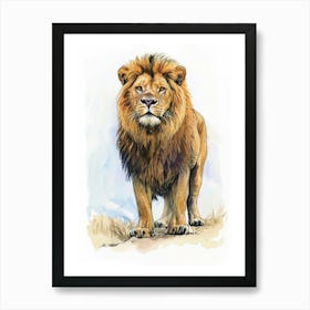 Barbary Lion Facing A Storm Clipart 2 Art Print