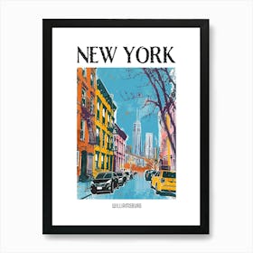 Williamsburg New York Colourful Silkscreen Illustration 3 Poster Art Print