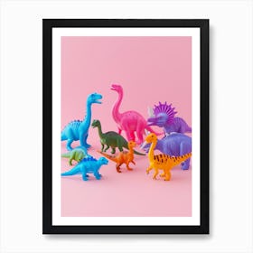 Colourful Toy Dinosaur Friends 4 Art Print