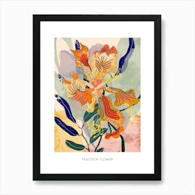 Colourful Flower Illustration Poster Peacock Flower 1 Art Print