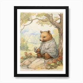 Storybook Animal Watercolour Wombat 4 Art Print