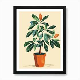 Money Tree Plant Minimalist Illustration 8 Art Print