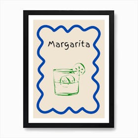 Margarita Doodle Poster Blue & Green Art Print