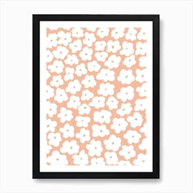 Daisies Pattern 1 Peach Pink Art Print