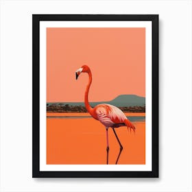 Greater Flamingo Lake Manyara Tanzania Tropical Illustration 5 Art Print