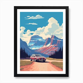 A Subaru Outback Car In Icefields Parkway Flat Illustration 4 Art Print