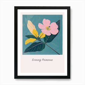 Evening Primrose Square Flower Illustration Poster Art Print