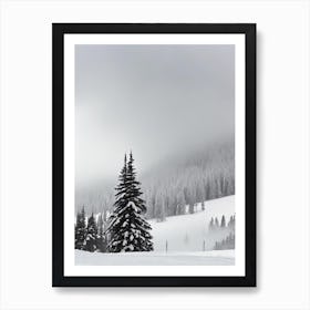 Appi Kogen, Japan Black And White Skiing Poster Art Print