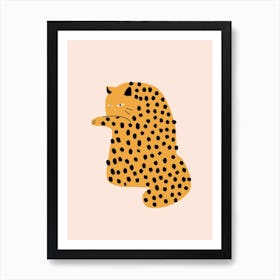 Self Grooming Cat Art Print