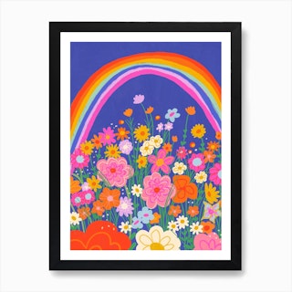 Bright Floral Rainbow Art Print