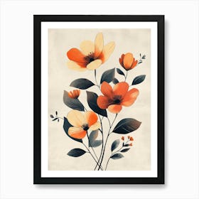 Orange Flowers Canvas Print Art Print