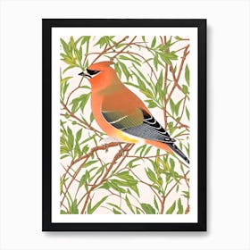 Cedar Waxwing William Morris Style Bird Art Print